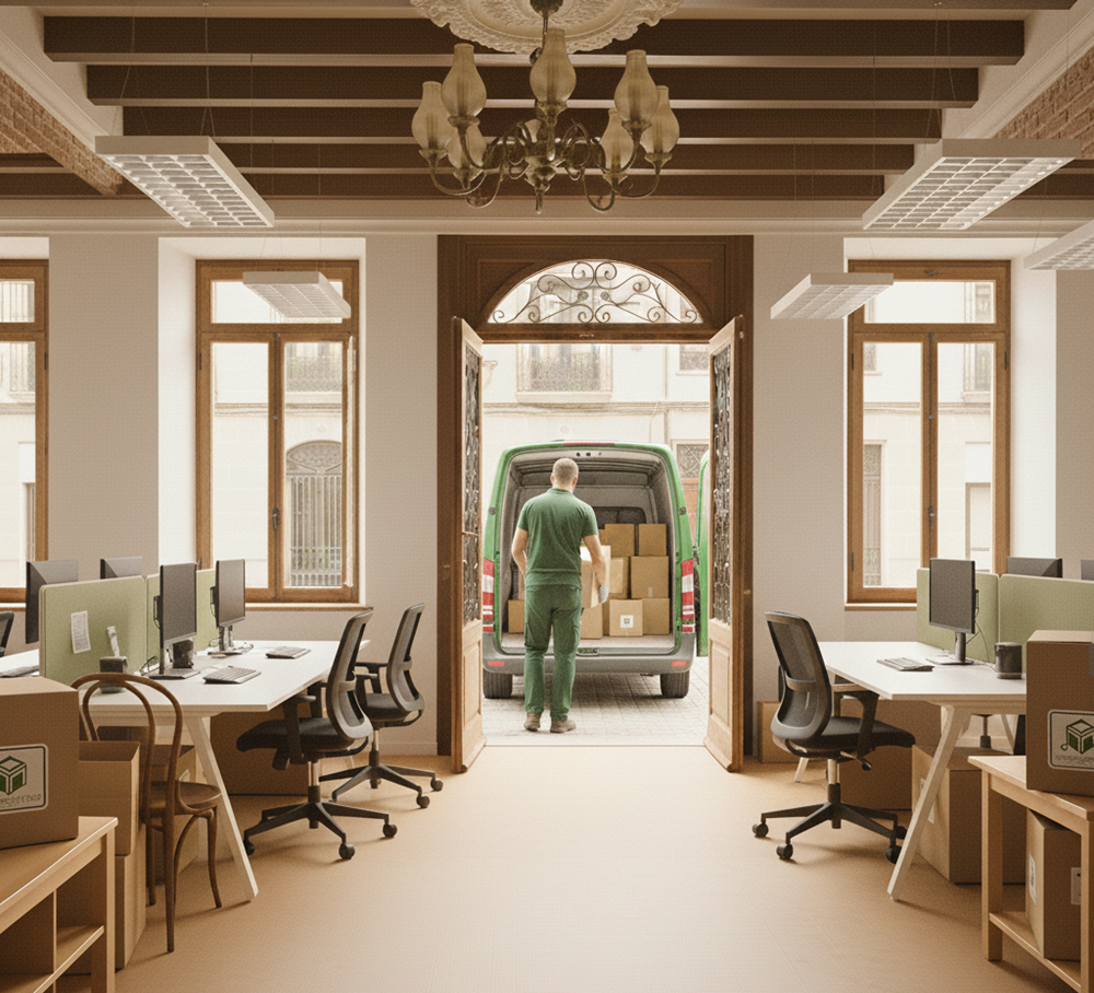 persona vaciando local